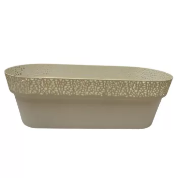 Balkonláda, csipkés, fehér műanyag, 50 cm
