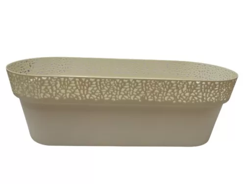 Balkonláda, csipkés, fehér műanyag, 50 cm