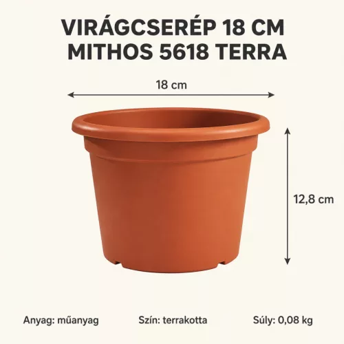 MITHOS TERRA Virágcserép 2L 18 cm terrakotta műanyag