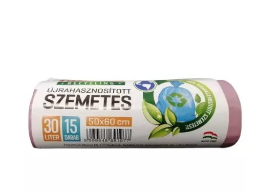 Szemeteszsák (15 db, 30 l), újrahasznosított