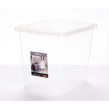 Átlátszó tároló doboz zárható tetővel (80 L-es)