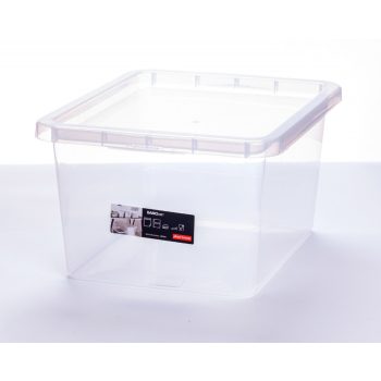 Átlátszó tároló doboz zárható tetővel (20 L-es)