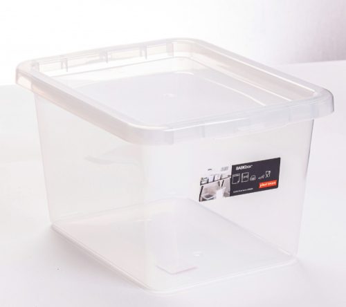 * Átlátszó tároló doboz zárható tetővel (15 l)