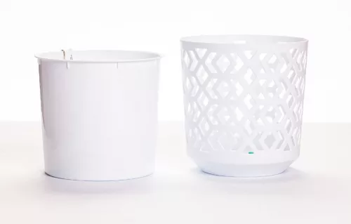 Kaspó, 19,5 cm, fehér azték