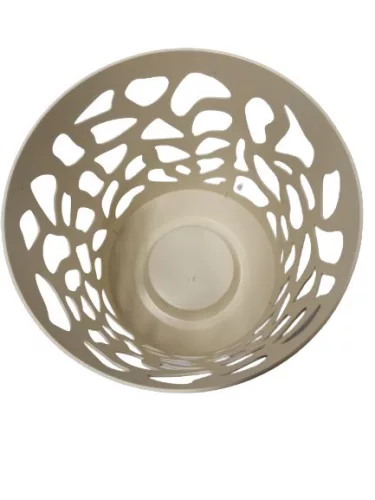Virágkaspó betéttel, bézs, vajszínű; 25 cm (KKS)