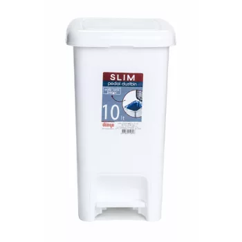   DÜNYA Pedálos slim szemetes fehér színben 10 L 35x20x28 cm