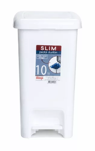 DÜNYA Pedálos slim szemetes fehér színben 10 L 35x20x28 cm