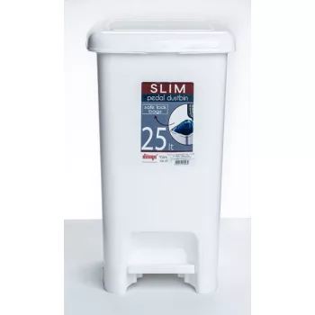 Pedálos slim szemetes fehér színben (25 L-es)