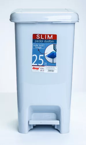 Pedálos slim szemetes világos szürke színben (25 L-es)