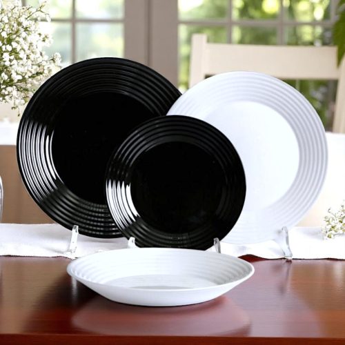 18 részes Luminarc Harena fekete-fehér étkészlet