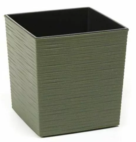 Virágtartó betéttel 18,5x18,5 zöld műanyag