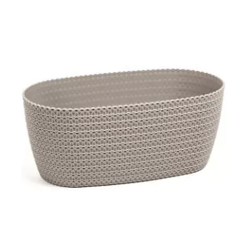 Virágláda fonott műanyag 38 cm bézs