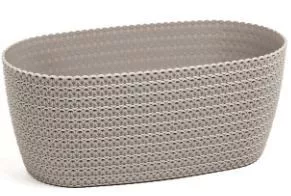 Virágláda fonott műanyag 38 cm bézs