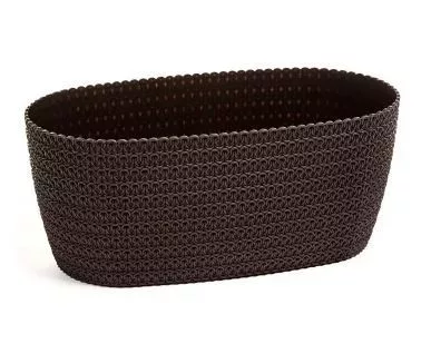 Virágláda fonott műanyag 38 cm barna