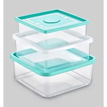   * Multibox ételtároló szett 3 részes zöld-fehér tetővel