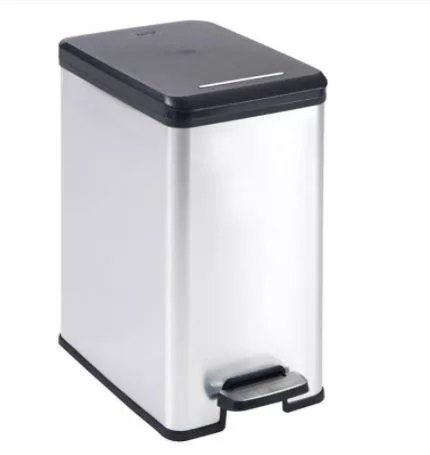 CURVER Slim fémhatású szemetes 25L fekete-ezüst 42x25x45 cm
