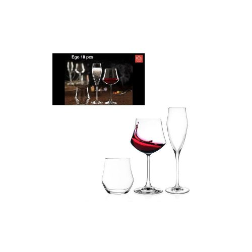 RCR EGO pohár set /3 x 6 db whisky, pezsgő, boros/ (18 db)