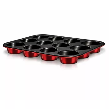   BERLINGER HAUS METALLIC Muffinsütő forma  4x35,5x27 cm bordó-fekete