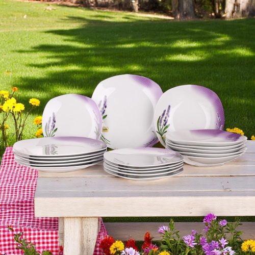 18 részes porcelán tányérkészlet (levendula mintával)
