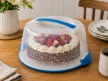 TONTARELLI TIRAMISU Műanyag kerek tortatál búrával 15x36,5 cm kék-átlátszó