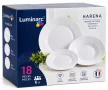 Luminarc White Harena 18 részes étkészlet 6 személyre fehér üveg leveses tálkával