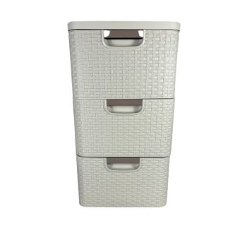 Tároló fiókos 3x14 L rattan fehér (KKS)