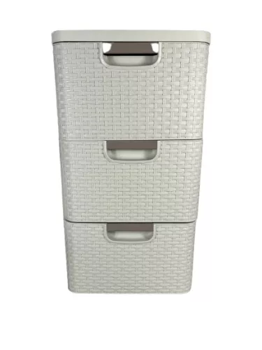Tároló fiókos 3x14 L rattan fehér (KKS)