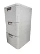 Tároló fiókos 3x14 L rattan fehér (KKS)