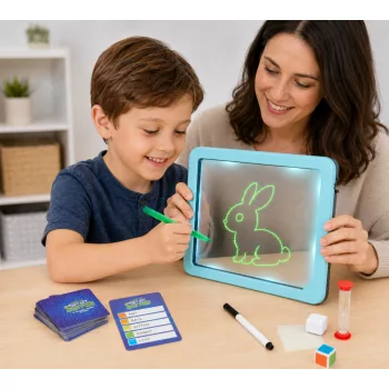   Light-Up Get Set Sketch világító 3D rajztábla játékszett – 59 részes angol kártyákkal