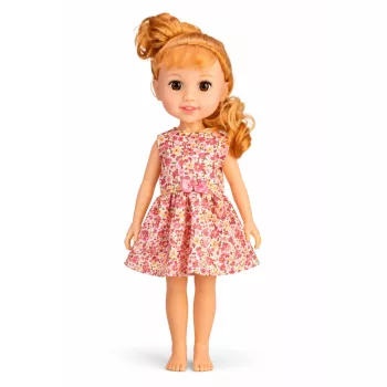  Elaine szőke hajú fürdethető játékbaba virágmintás ruhában 32 cm