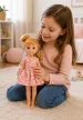 Elaine szőke hajú fürdethető játékbaba virágmintás ruhában 32 cm