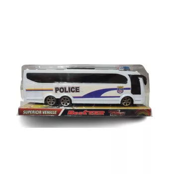 Lendkerekes police feliratos játék busz (szürke színben)