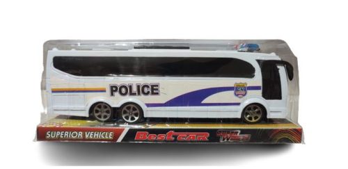 Lendkerekes police feliratos játék busz (szürke színben)