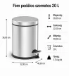 Fém pedálos szemetes 20 L 36x40x32 cm ezüst