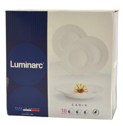 18 részes Luminarc Cadix üveg étkészlet (fehér színben)