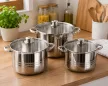 PERFECT HOME Rozsdamentes edénykészlet üvegfedővel 13 L, 9 L, 11 L