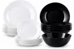 Luminarc Diwali Black & White 19 részes étkészlet 6 személyre fekete-fehér opálüveg