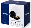 Luminarc Diwali Black & White 19 részes étkészlet 6 személyre fekete-fehér opálüveg