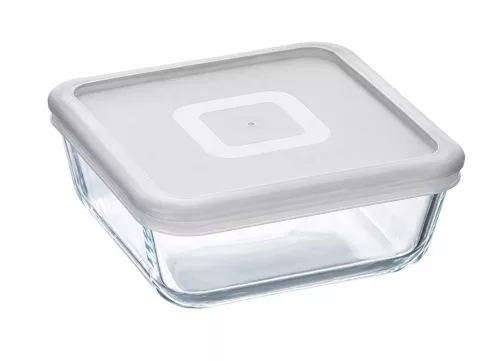 COOK&FREEZE Üveg sütőtál fedővel 20x20 cm áttetsző fehér tetővel