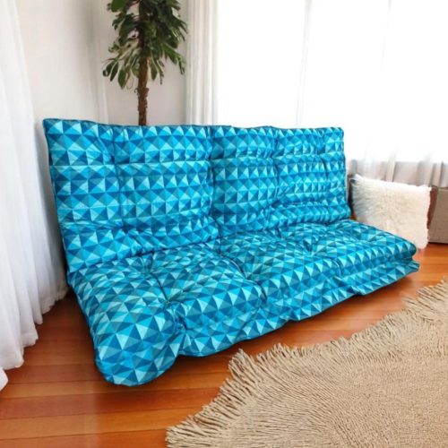 Hintaágy párna 150 cm 2 részes kék kockás