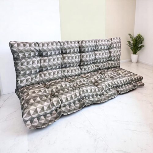 Hintaágy párna 130 cm 2 részes szürke kockás mintával