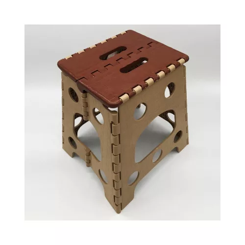Összecsukható zsámoly 35,5x27x23 cm barna-beige műanyag