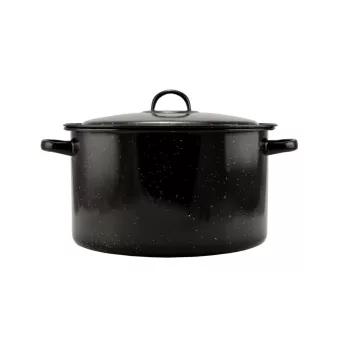   Zománcozott lábas fedővel fekete-fehér pöttyös mintával 30x18 cm (10,5 L-es)