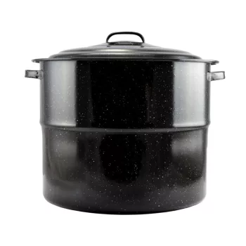   Zománcozott lábas fedővel fekete-fehér pöttyös mintával 45x35 cm-es (31,5 L-es)