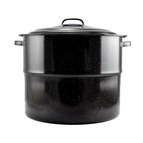 Zománcozott lábas fedővel fekete-fehér pöttyös mintával 45x35 cm-es (31,5 L-es)