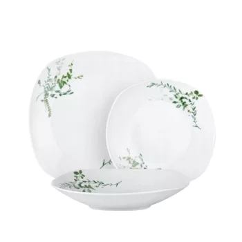   Berlinger Haus 18 részes porcelán étkészlet 6 személyre fehér zöld növénymintás virágos