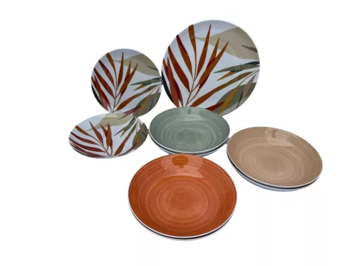 Casa Collection Emotion 18 részes porcelán étkészlet 6 személyre színes levélmintás