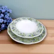 LA BELLE 18 részes porcelán étkészlet 6 személyre zöld-kék virágmintás