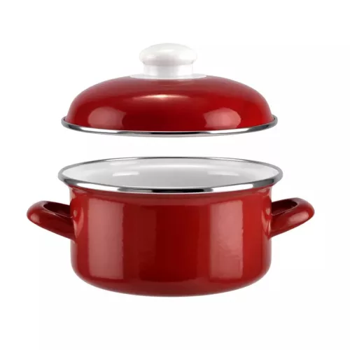 4 L-es Perfect Home zománcozott lábas fedővel 22 cm-es (piros színben)
