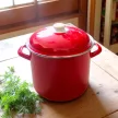Fazék fedővel zománcozott 22cm 6,9l piros Perfect Home